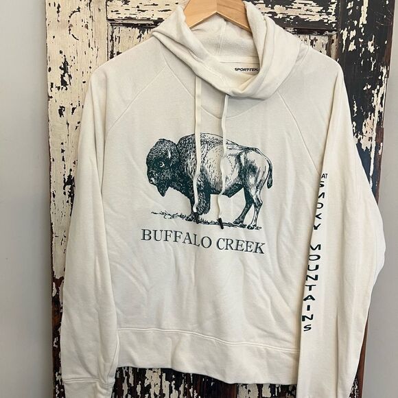 Tops - Soft women’s cowl Neck Buffalo Creek Smoky Mountains Hoodie. Size XL.